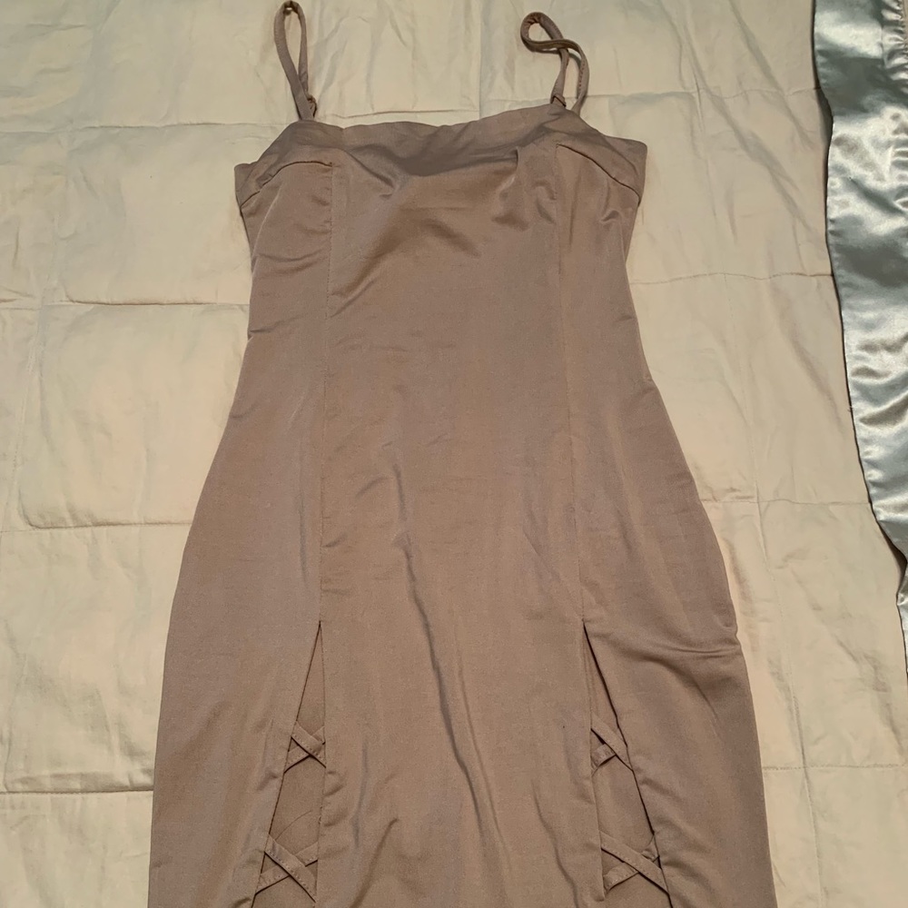 Lf pink satin bodycon dress with cutouts